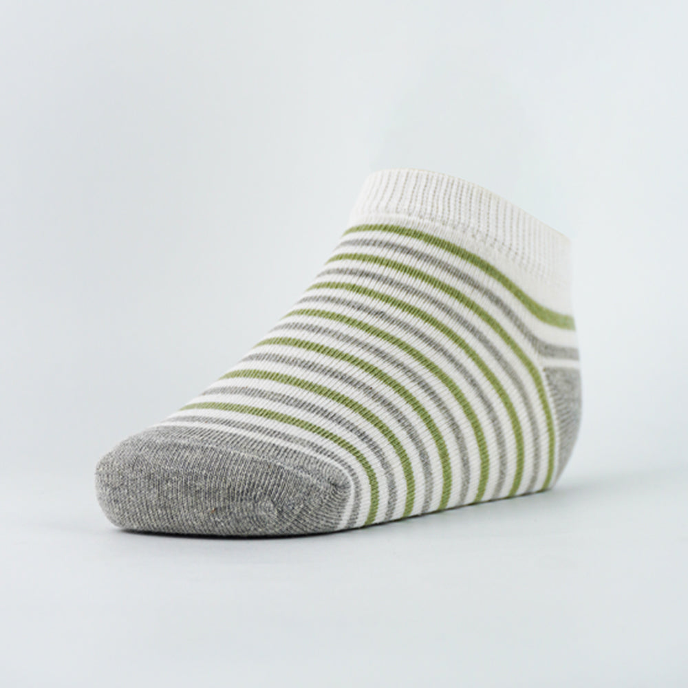 Boys Green Striped Ankle Socks