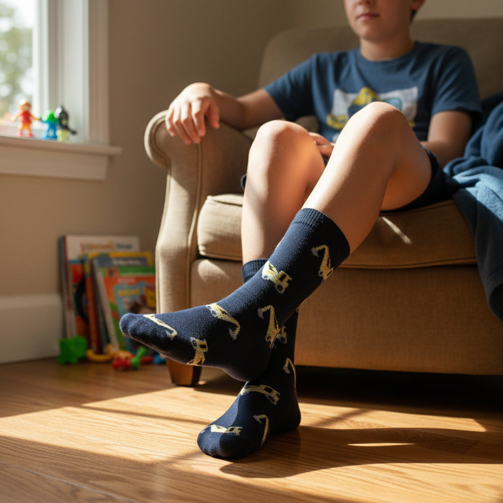 Boys' Crane Print Crew Socks