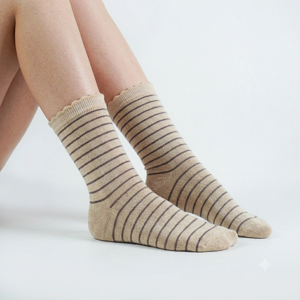 Girls Striped Crew Socks