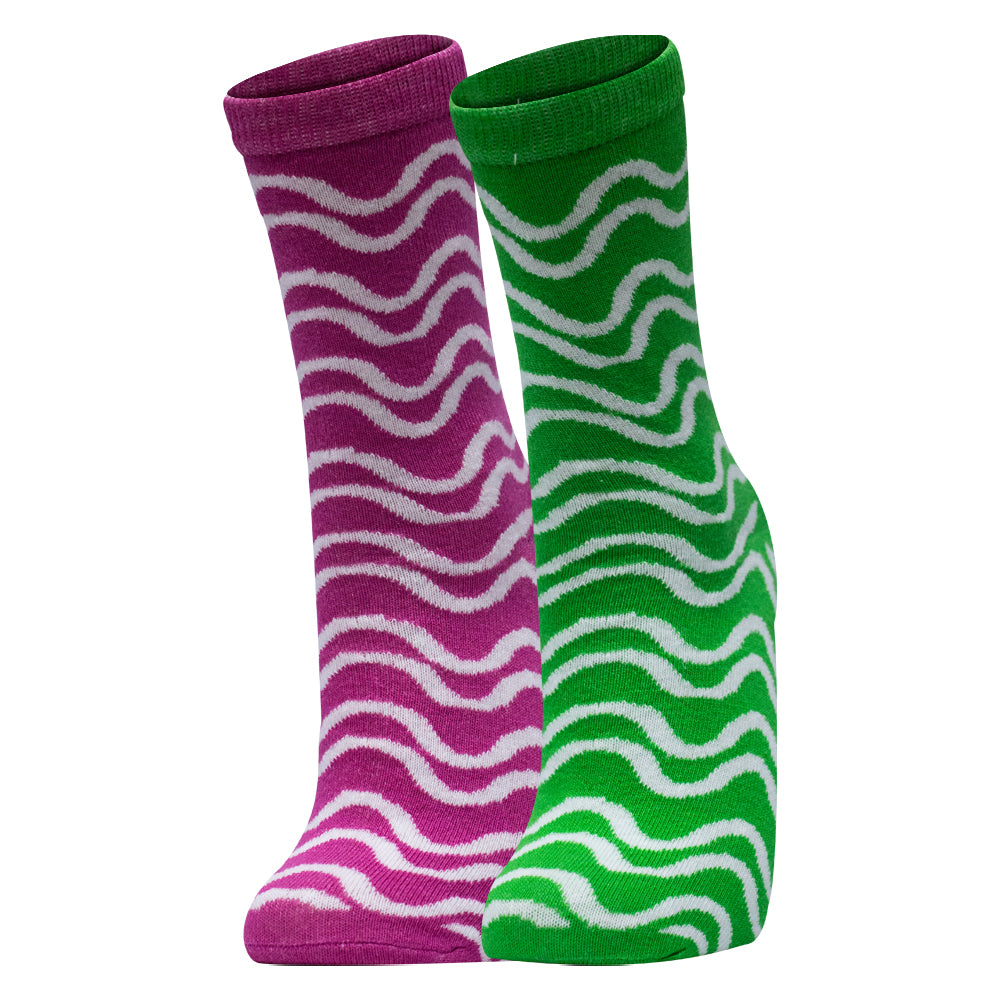 Pack of 2 - Girls’ Bold Zebra Stripes Crew Socks