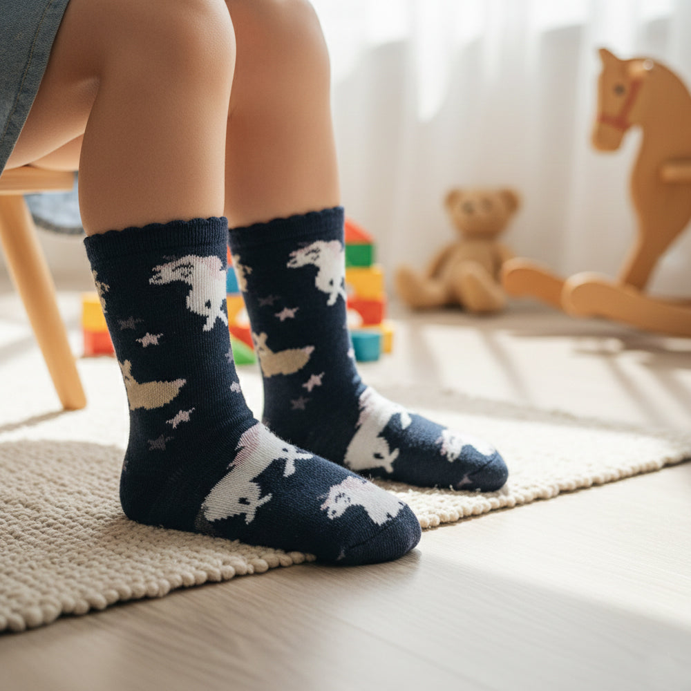 Magical Unicorn Navy Girls Socks