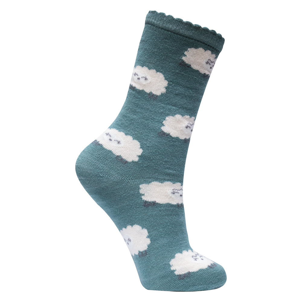 Pack of 2 - Girls’ Cute Sheep & Stripes Crew Socks