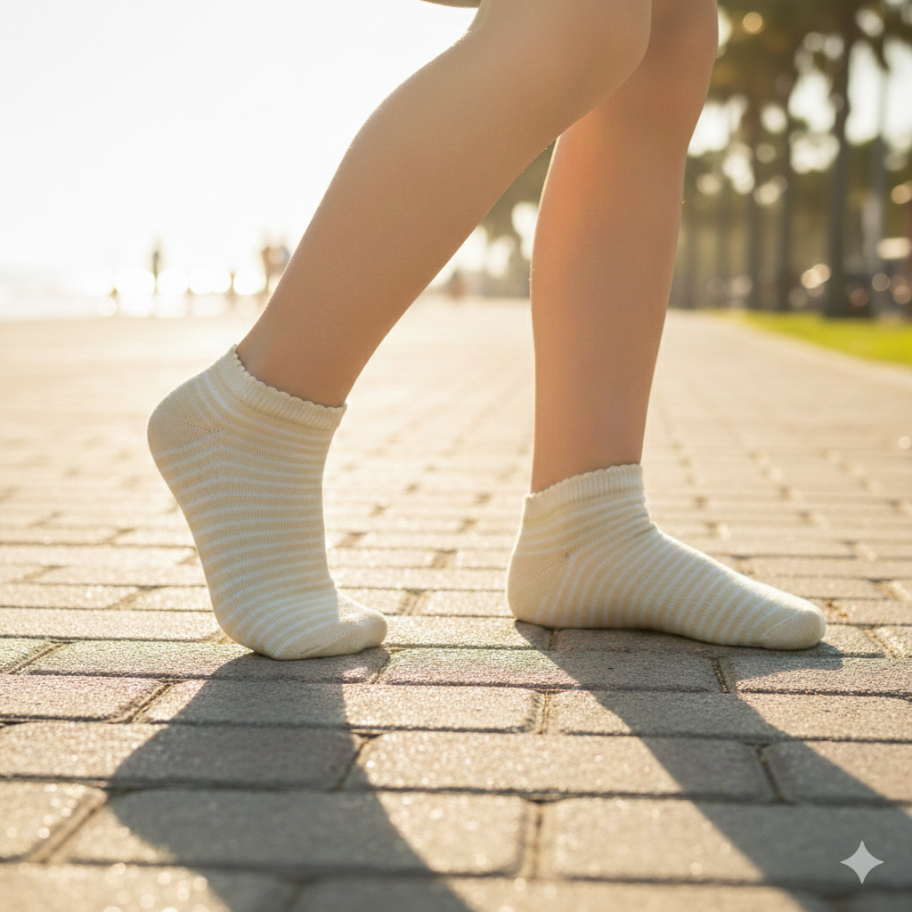 Yellow Stripe Ankle Girls Socks