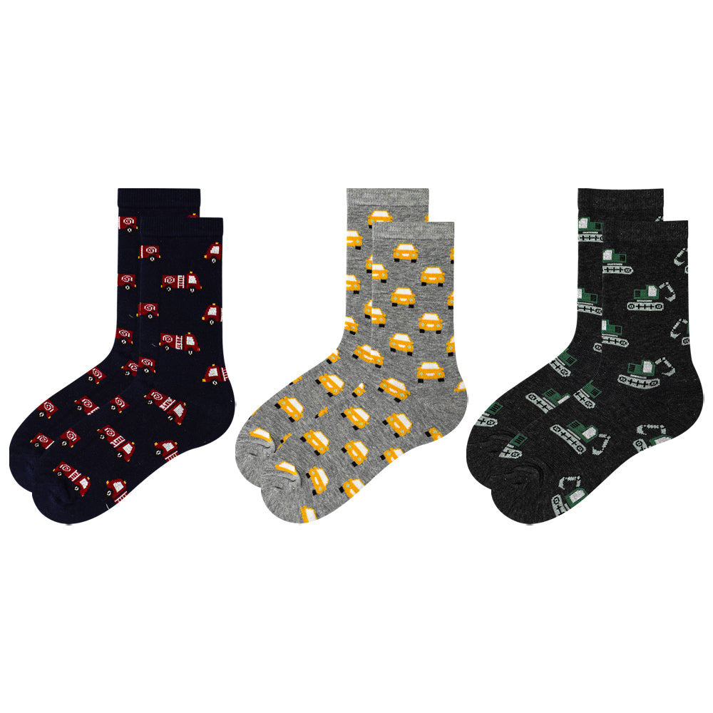 Boys Fun Vehicle Print Crew Socks