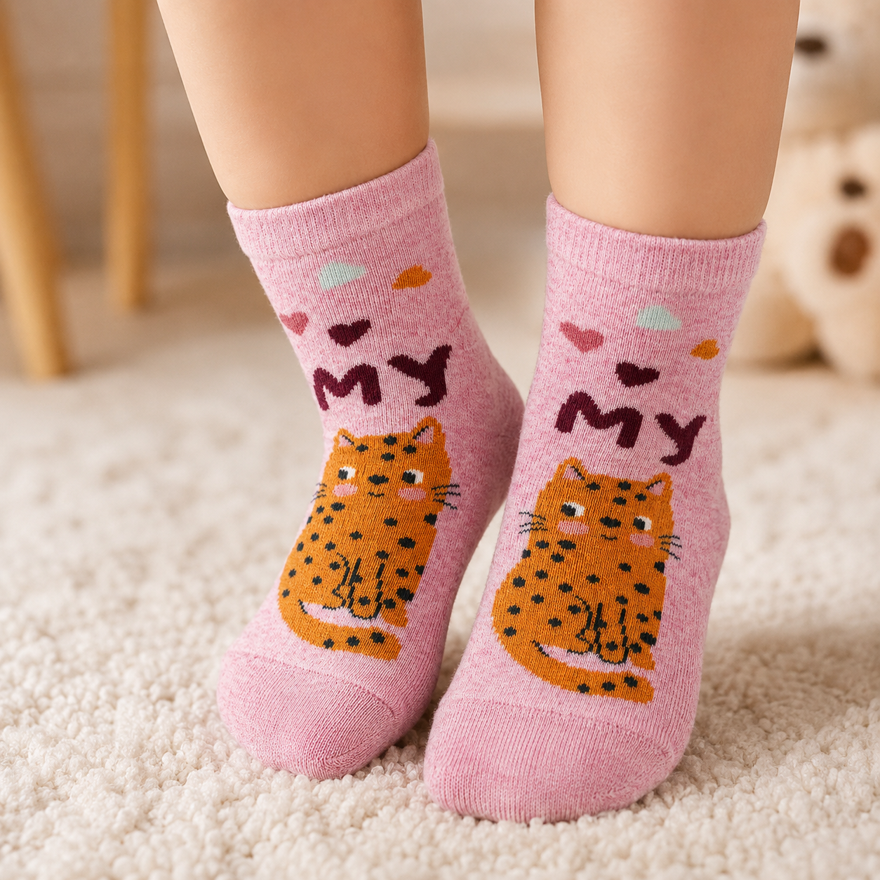 Girls Cat Pattern Anti-slip socks