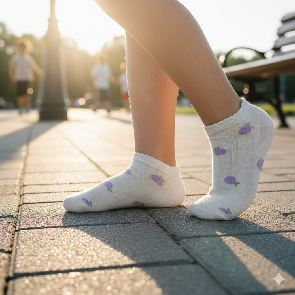 Lavender Fruit Print Ankle Girls Socks
