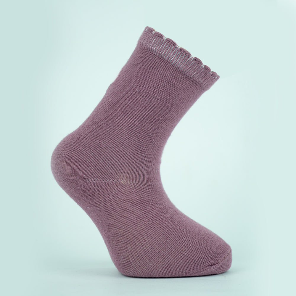 Hedgehog Print & Scallop Trim Baby Socks