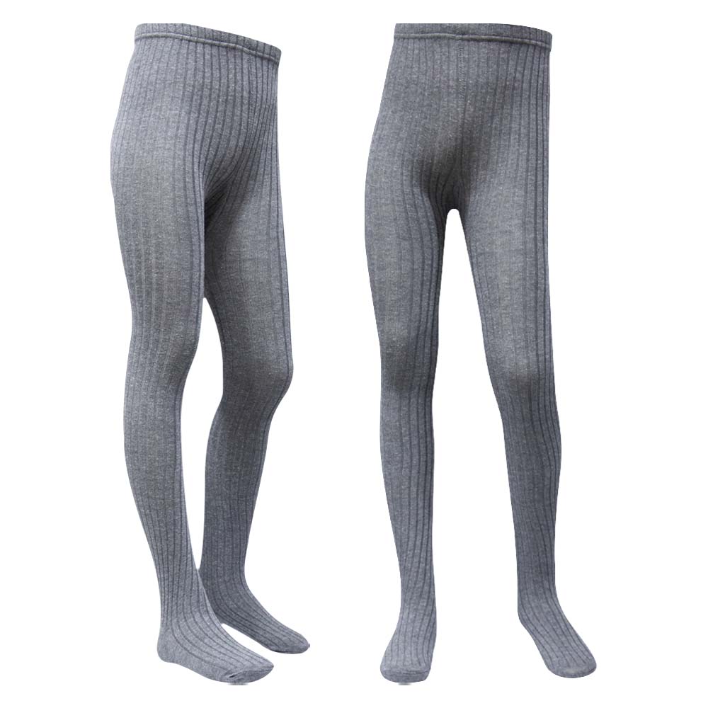 Cozy Apricot & Grey Knit Lines Girls Tights (CJ)