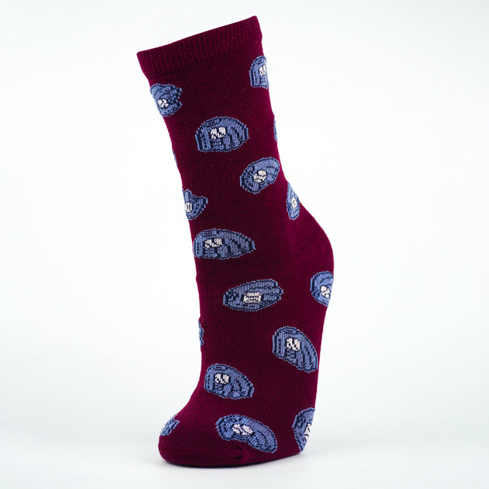 Boys Baseball Gloves Print Crew Maroon Socks