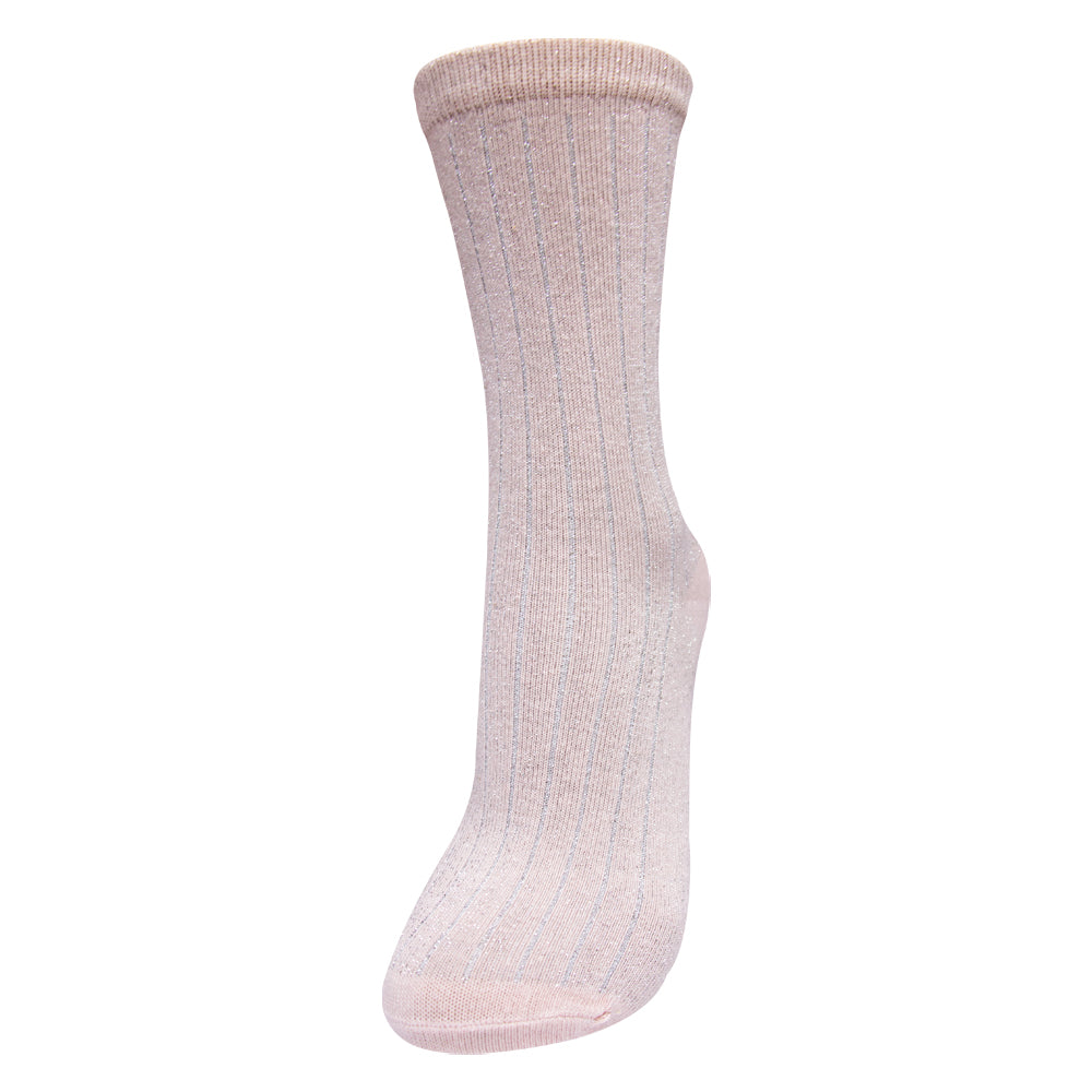 Girls Shimmer Ribbed Socks-Pink Color