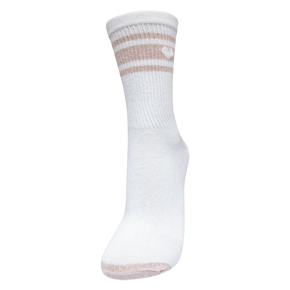 Baby Pink Lurix Stripe Crew Socks for Girls