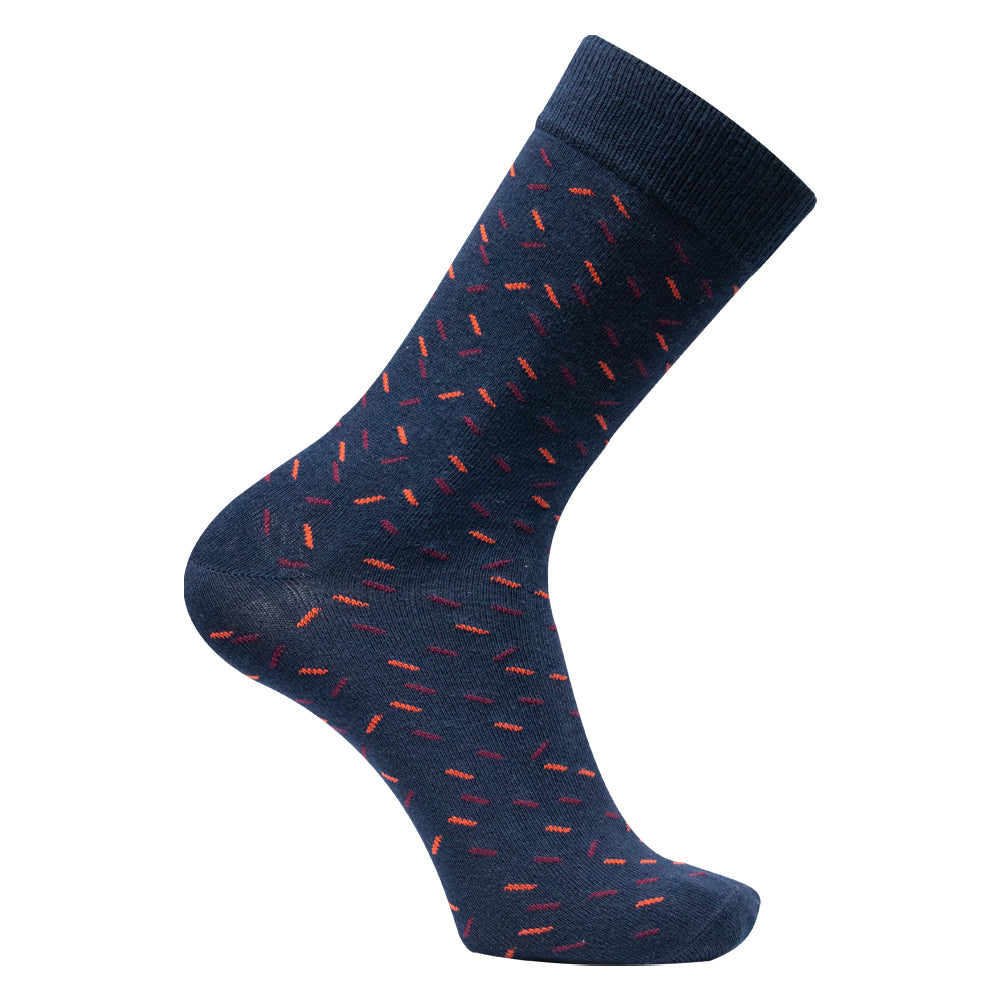 Pack of 2 - Men’s Navy Blue Patterned Crew Socks