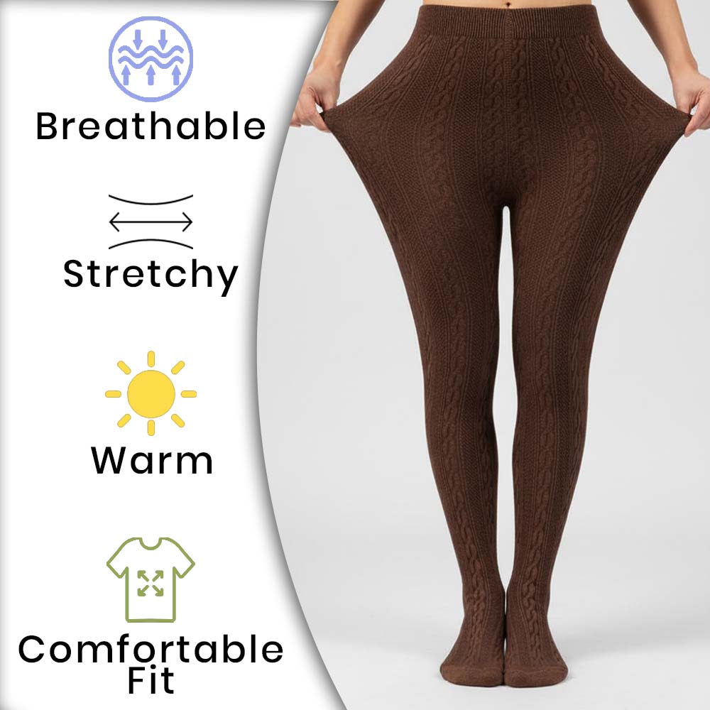 Cozy Cable Knit Bronze Girls Tights (OT)