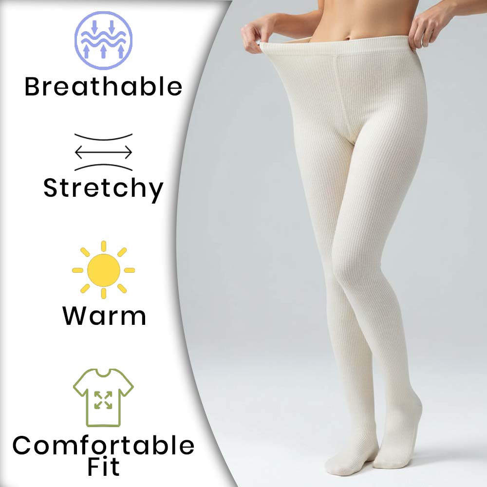 Girl's Cream Needle Drop Ribbed Tights (OT)