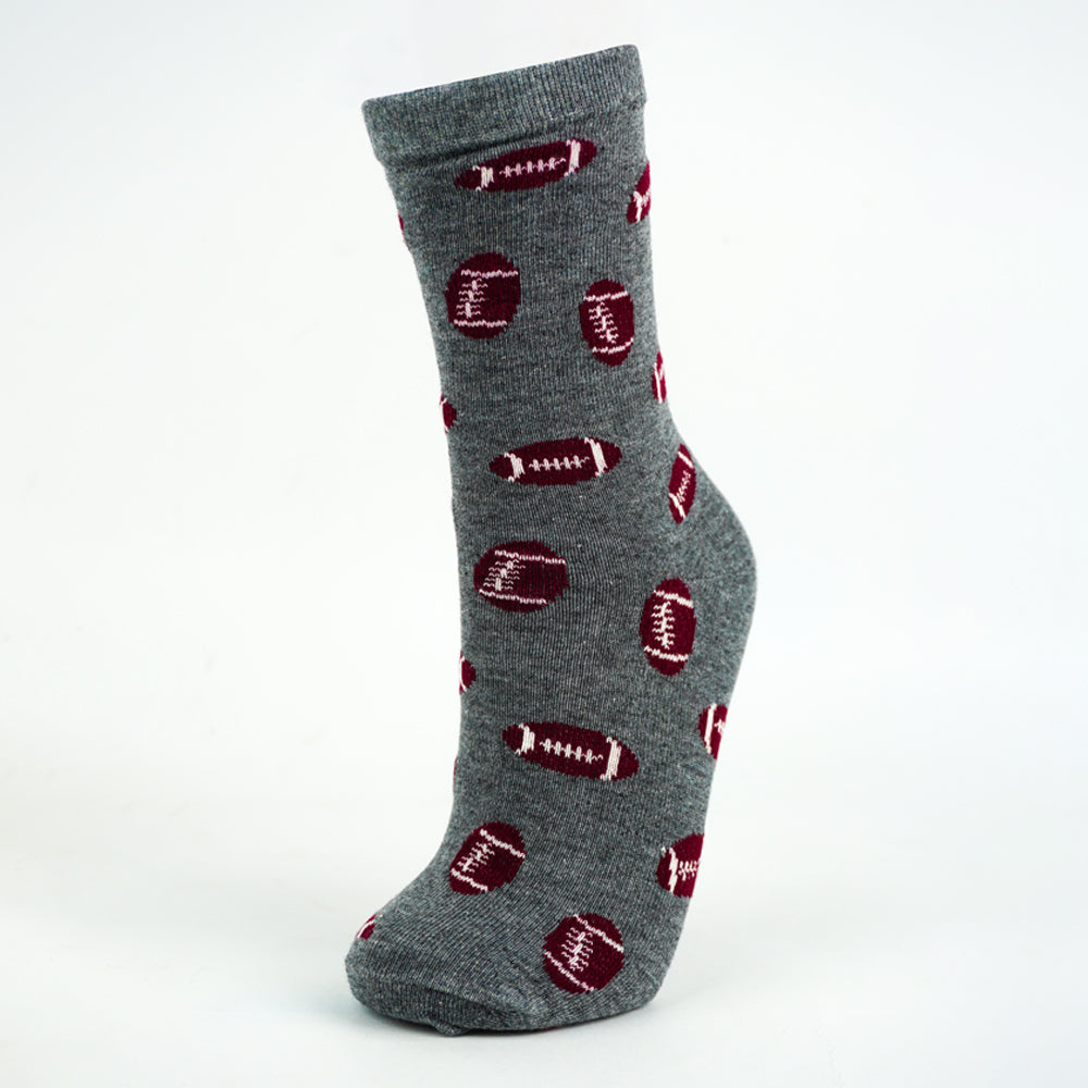 Boys American Football Print Crew Grey Socks