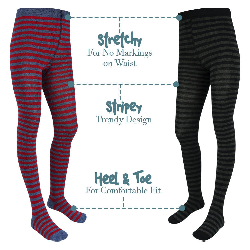 Girls Striped Cotton-Rich Tights