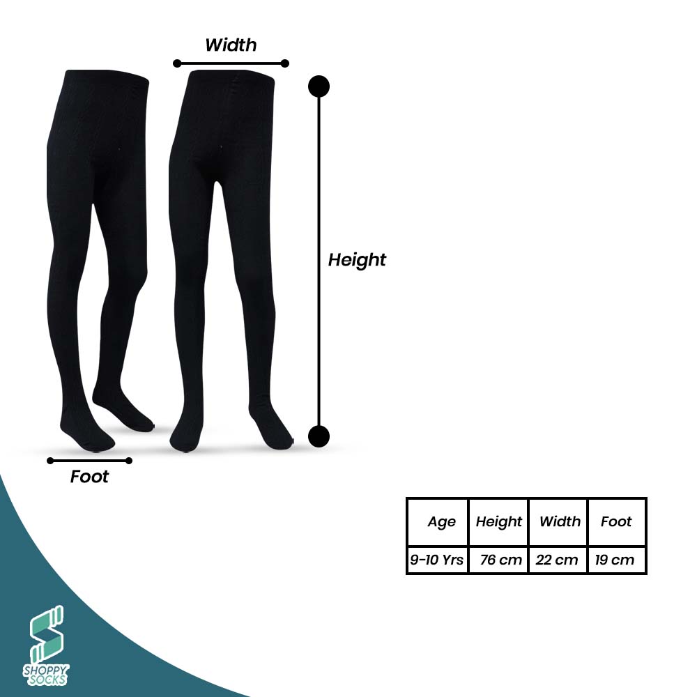 Girl's Trendy Black Cable Knit Tights (OT)