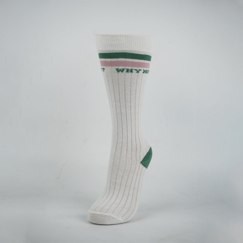 Girls' "WHY NOT?" Striped Knee-High Socks