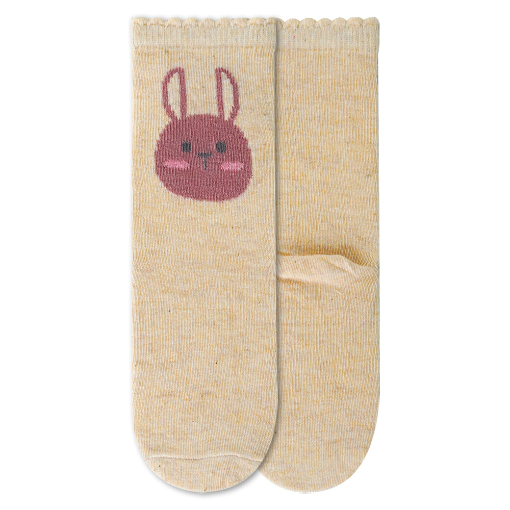Girl Bunny Face Print Crew Socks