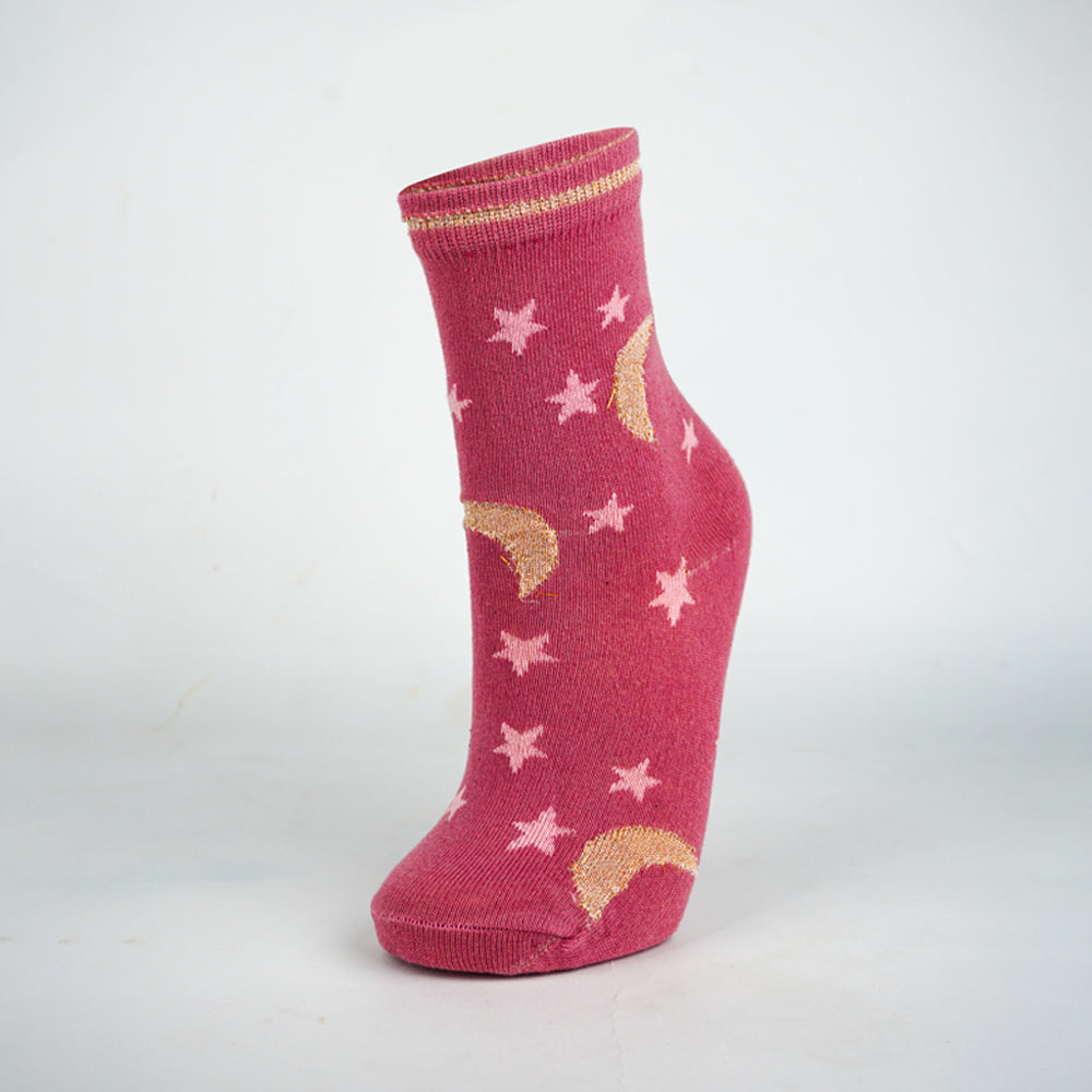 Girls Celestial Moon & Stars Print Ankle Socks