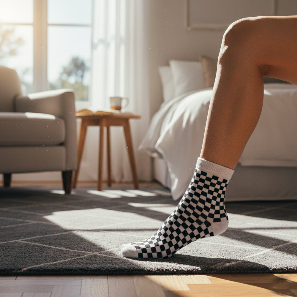 Unisex Retro Checkered Crew Socks