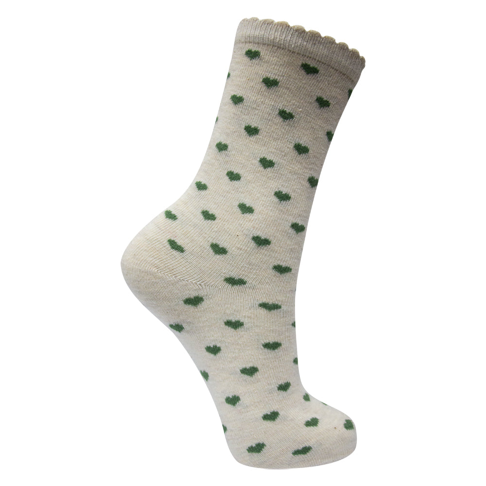 heart & Ribbon Scalloped Girl Socks