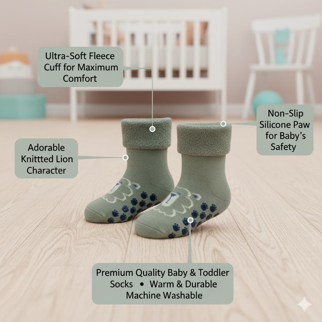 Snuggly Lion Print Anti-Slip Baby Socks