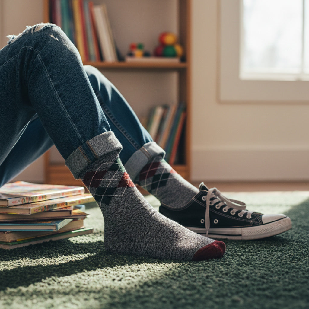 Premium Argyle Crew Socks for Boys