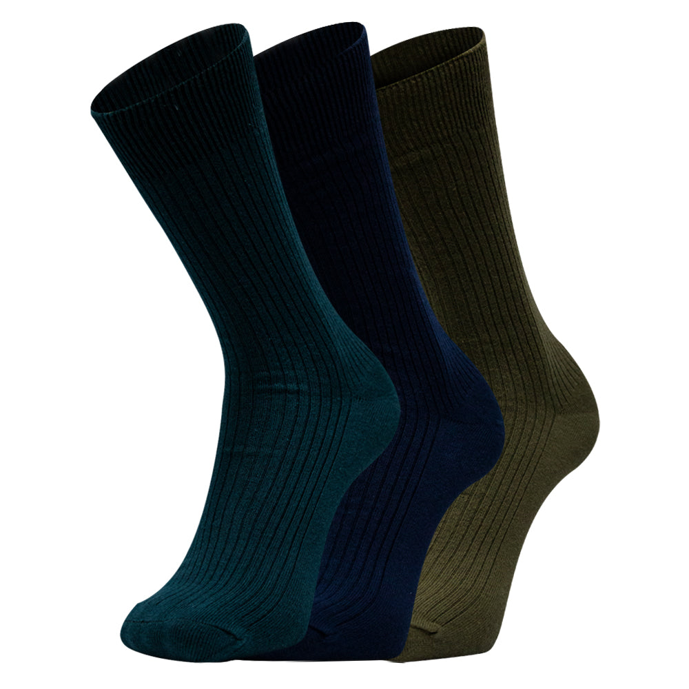 Pack of 3 - Men's Classic Ribbed Crew Socks