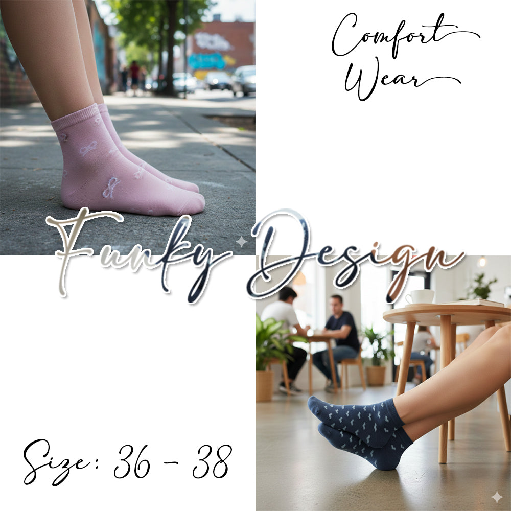 Women Ankle Socks with Bow Pattern