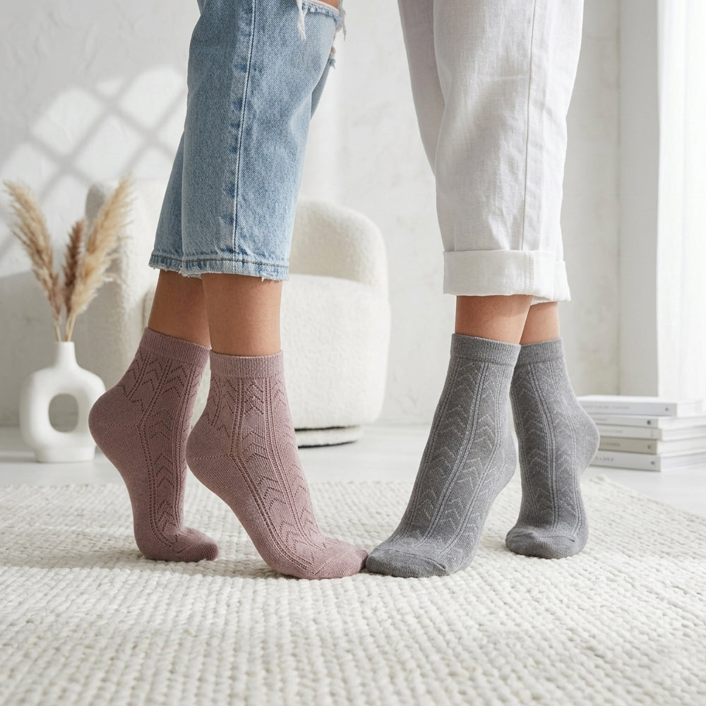 Premium Pointelle Knit Ankle Socks