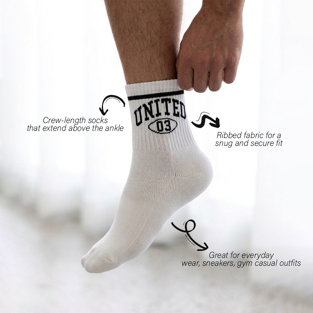 Retro Collegiate "UNITED 03" Mid-Crew Socks