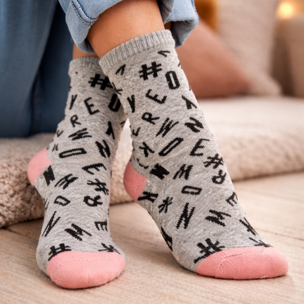 Girls Alphabet Print Crew Socks