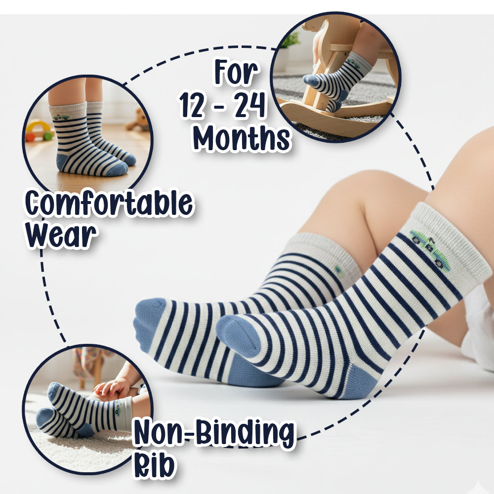 Premium Striped Crew Boy Socks