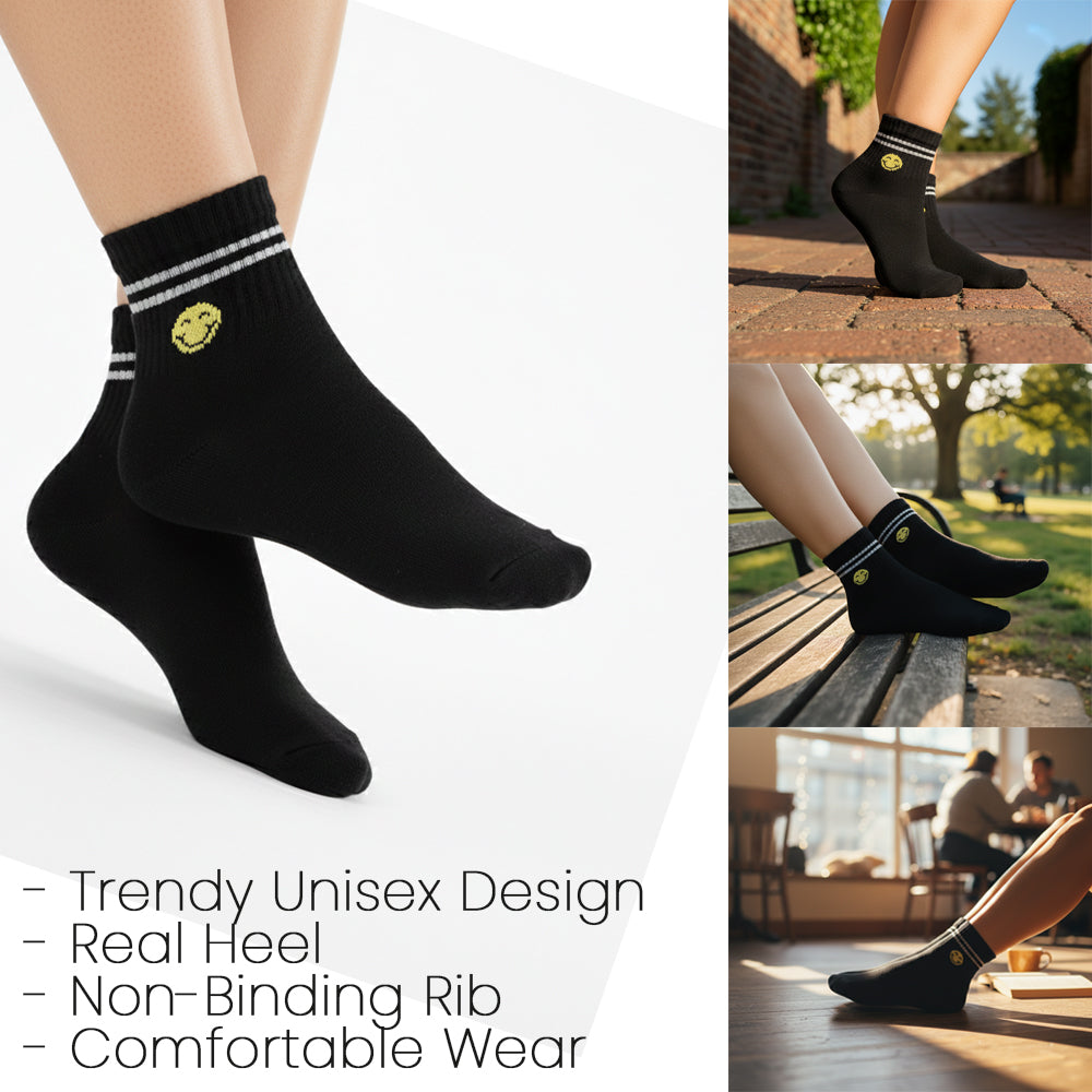 Unisex Smiley Face Quarter Socks