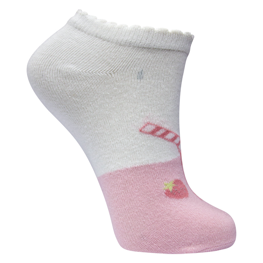 Strawberry Shake Design Ankle Socks for Girls
