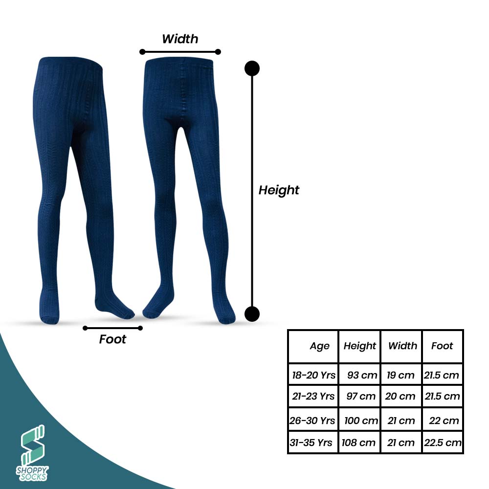 Cozy Cable Knit Blue Tights for Girls & Women (OT)