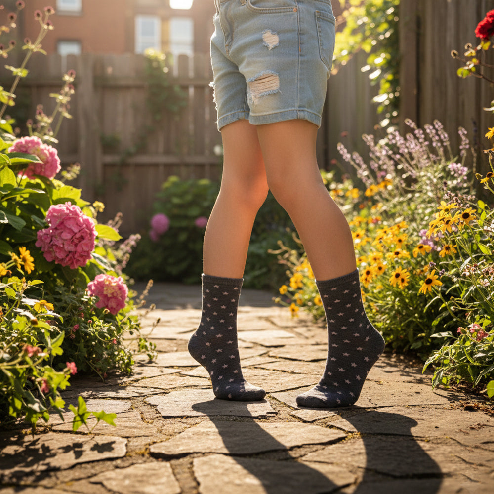 Girls Star Pattern Crew Socks