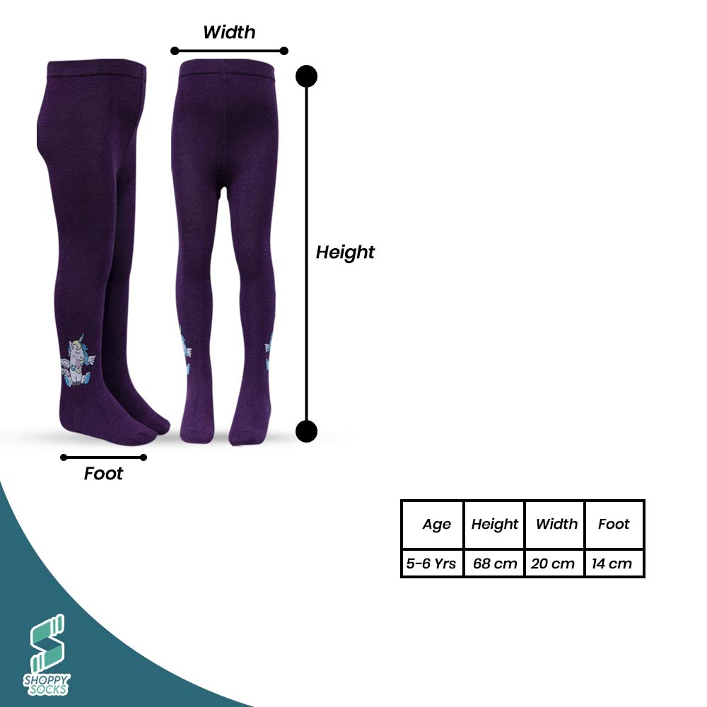 Purple with Unicorn Design Tights for Girls (OT)