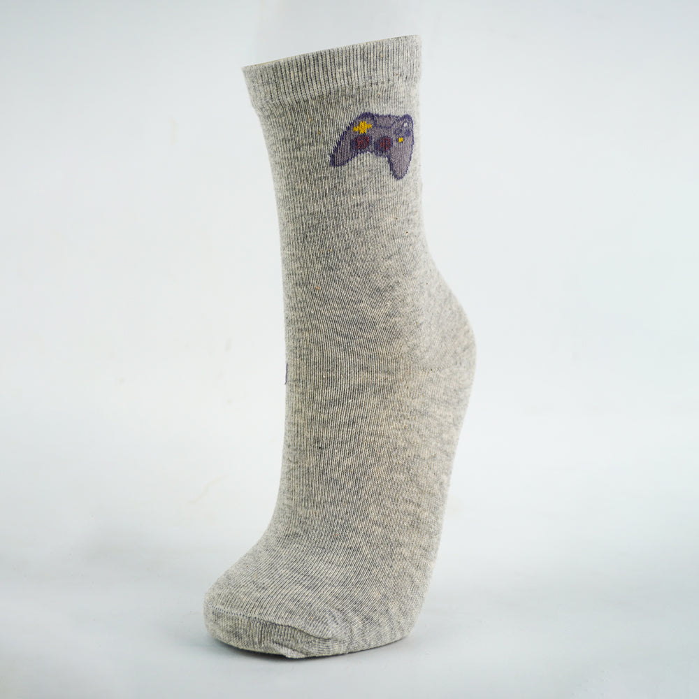 Boys' Gaming Controller Crew Grey Socks