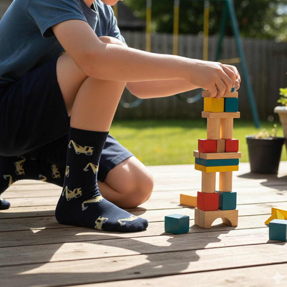 Boys' Crane Print Crew Socks