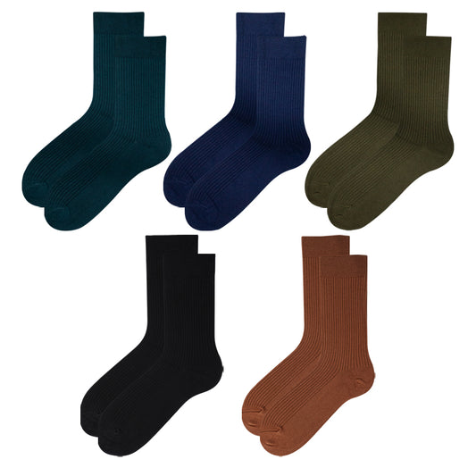 Men Classic Ribbed Crew Socks