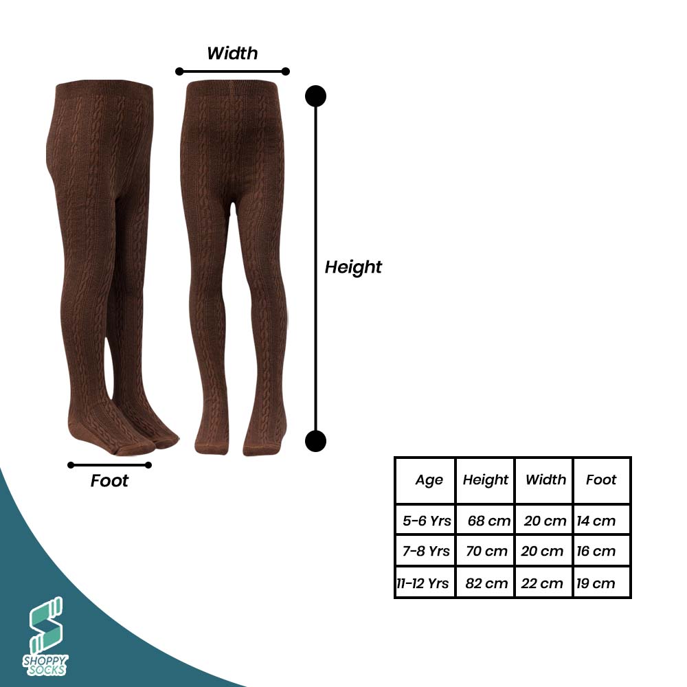 Cozy Cable Knit Bronze Girls Tights (OT)