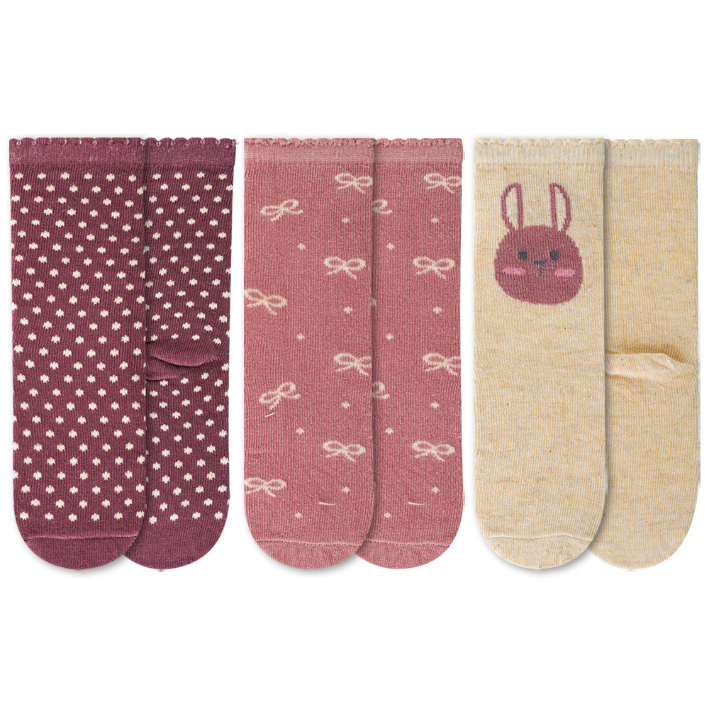 Pack of 3 - Baby Girls Cotton Crew Socks