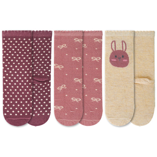 Pack of 3 - Baby Girls Cotton Crew Socks