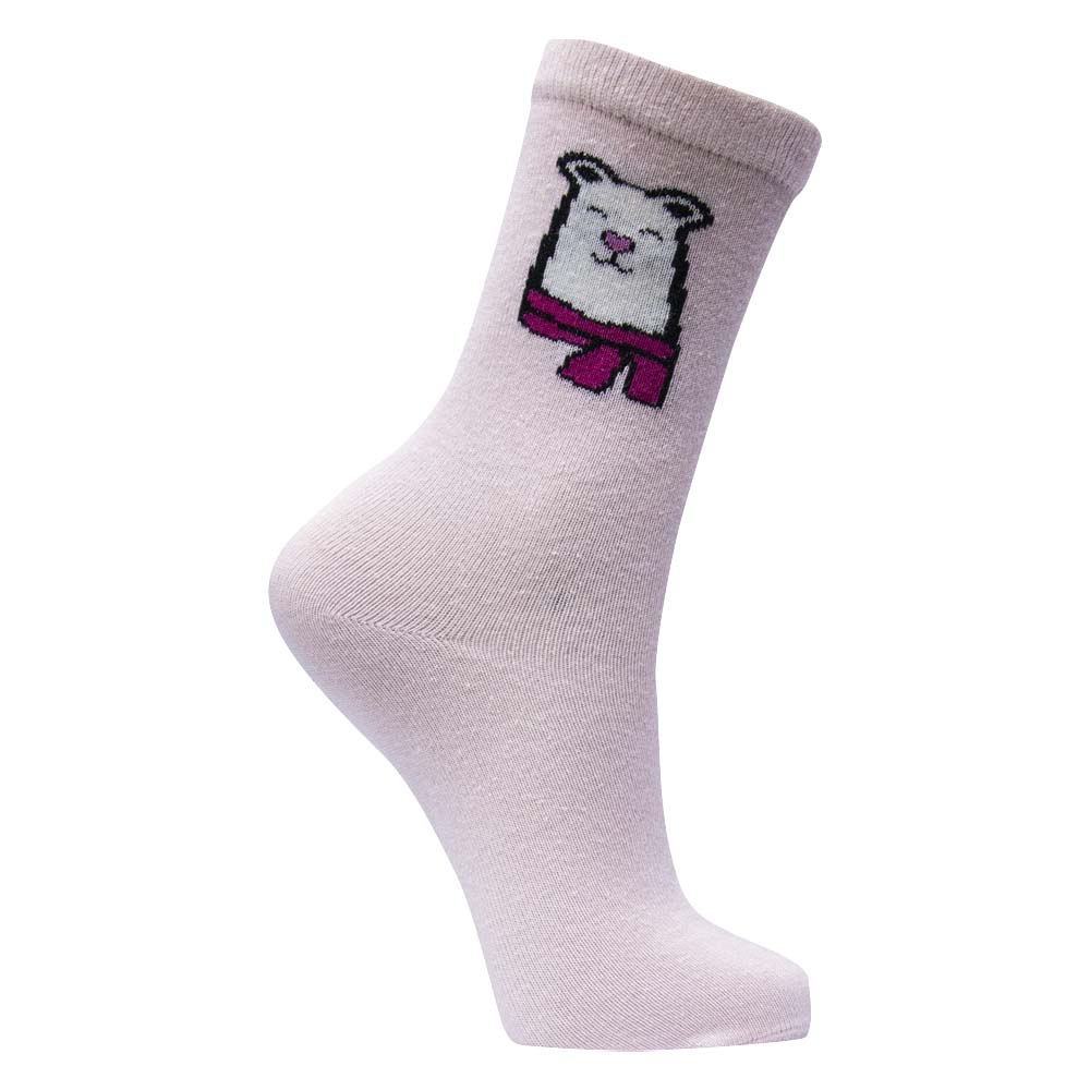 Cozy Critter & Stripe Girls' Crew Socks