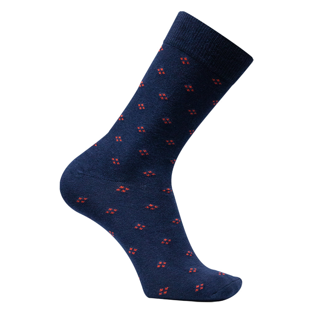 Pack of 2 - Men’s Navy Blue Patterned Crew Socks