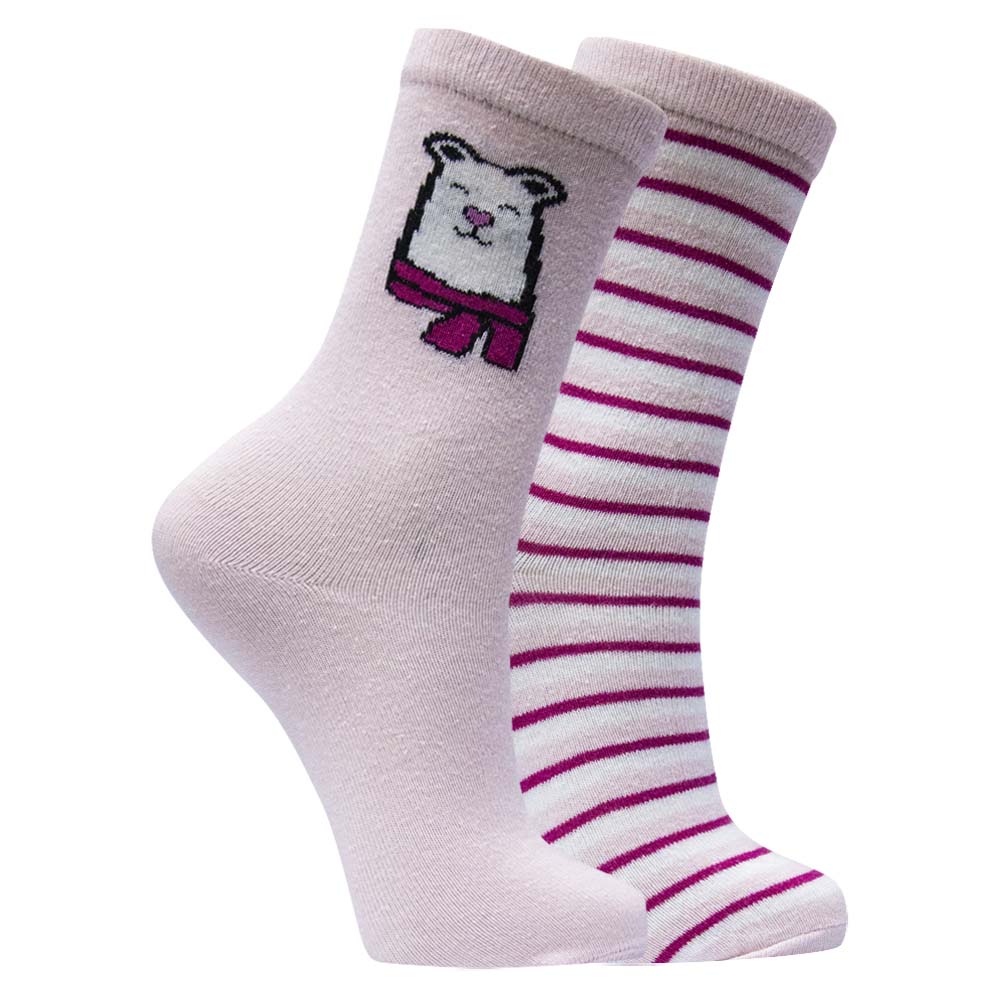 Cozy Critter & Stripe Girls' Crew Socks
