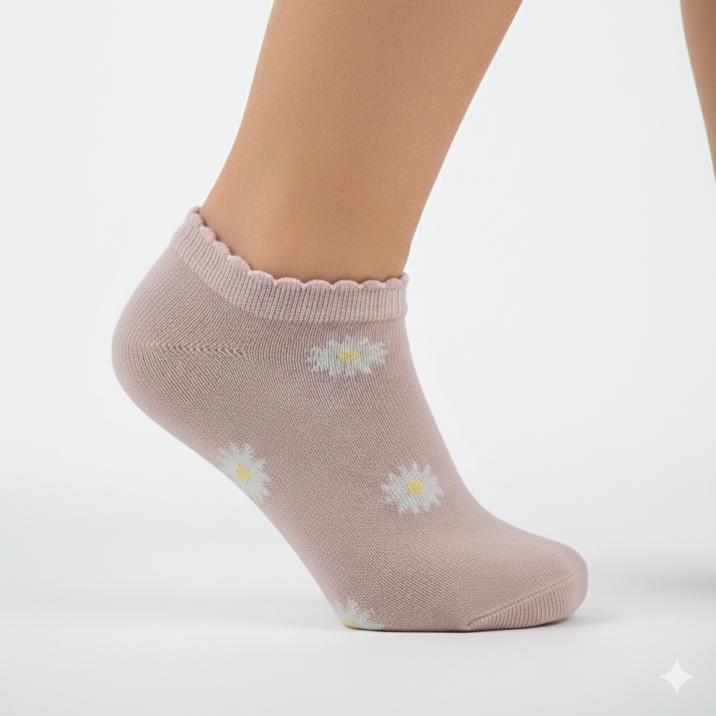 Girls Flower Print Ankle Socks