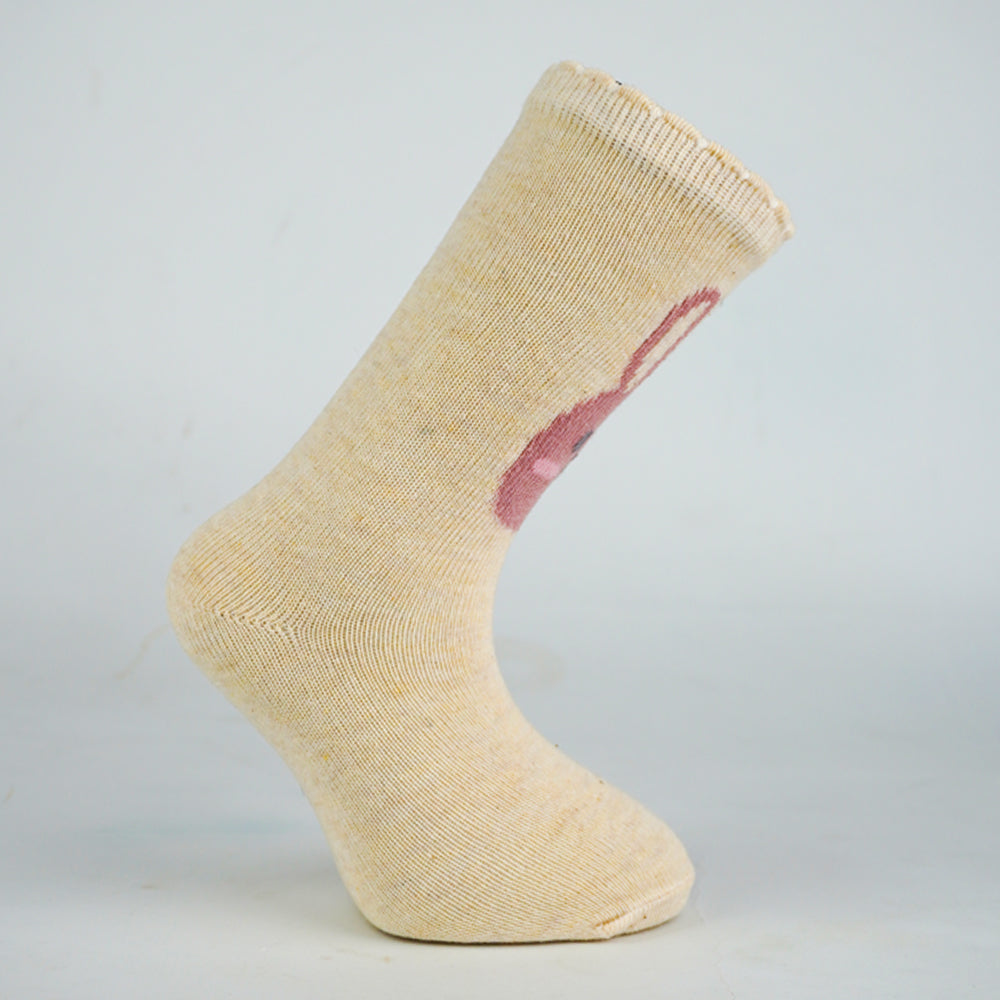 Girl Bunny Face Print Crew Socks